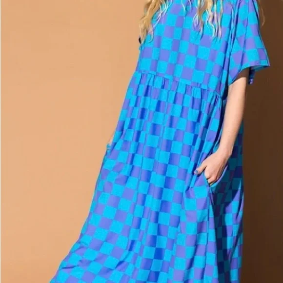 DRESSED IN LALA Never Too Much Oversized Maxi Dress Blue + Lilac Large Punk - Picture 5 of 16